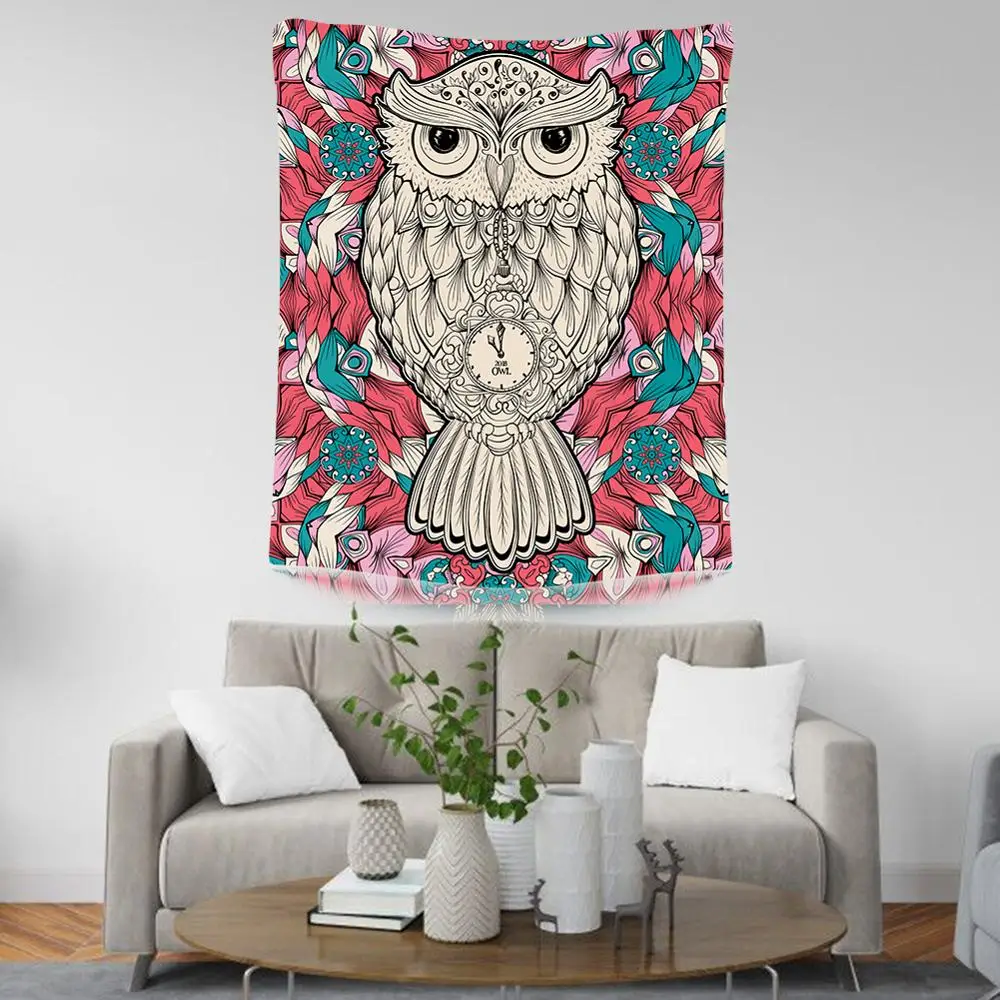 

Owl Printing Tapestry Bedroom Living Room Wall Hanging Tapestry Black Gold Series Background Polyester Material Home Decoration