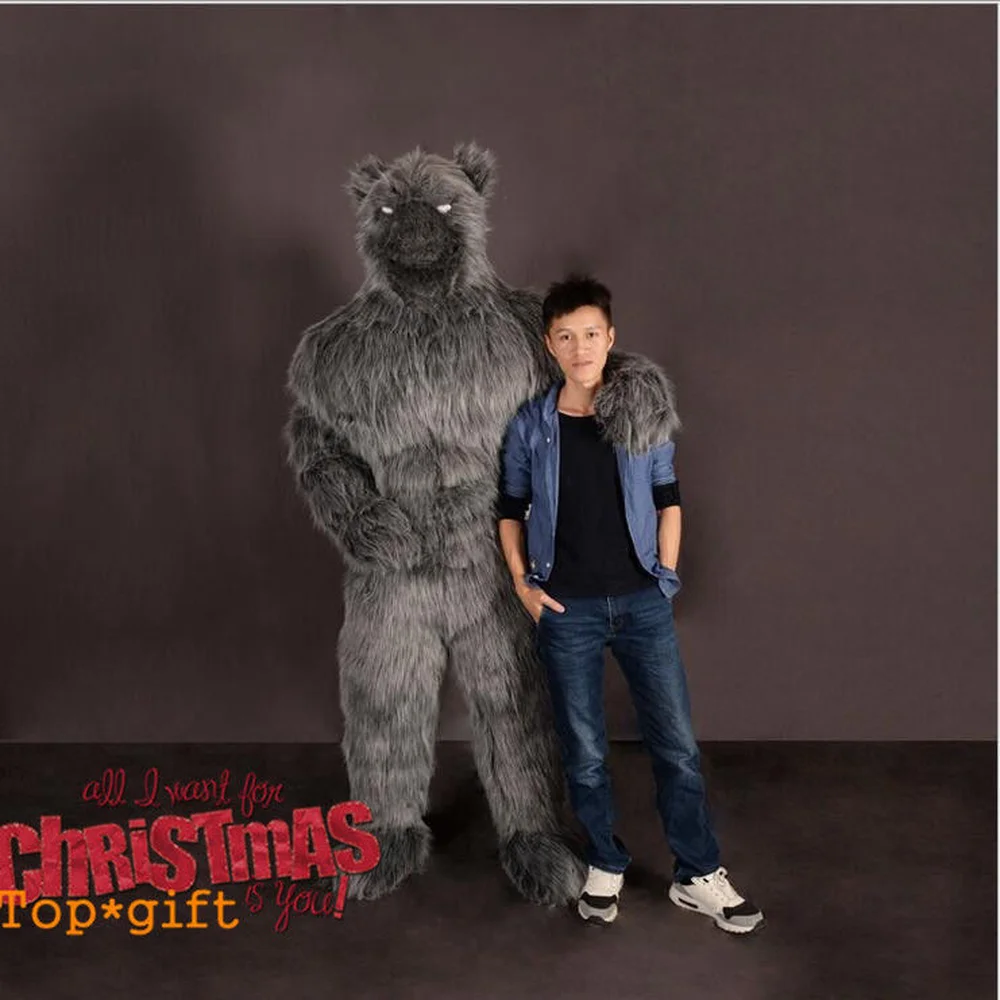 Рождественский длинный меховой надувной костюм талисмана оборотня костюмы для