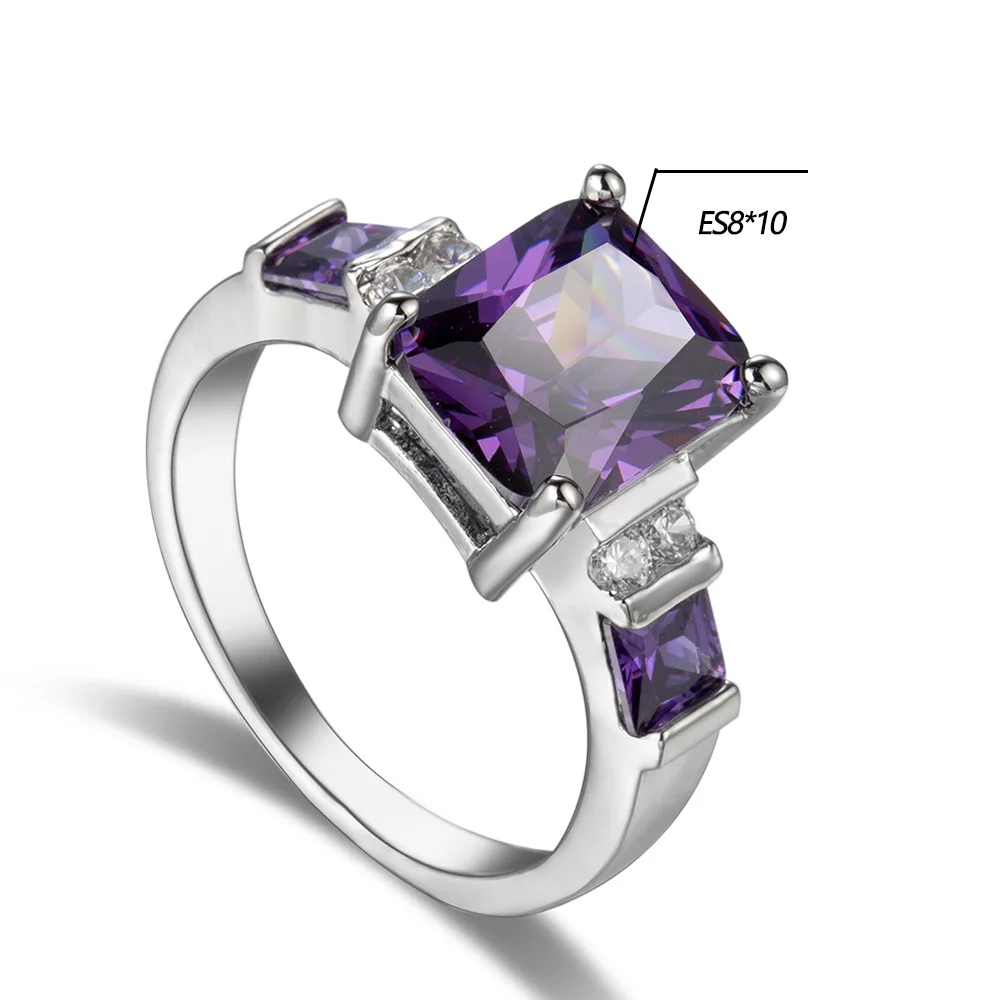 Фиолетовое кольцо из циркона для женщин оптовая продажа обручальное ювелирные