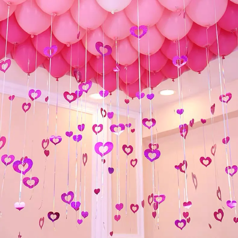 Воздушные шары подвесное украшение блестящее сердце звезда лента нить декор для