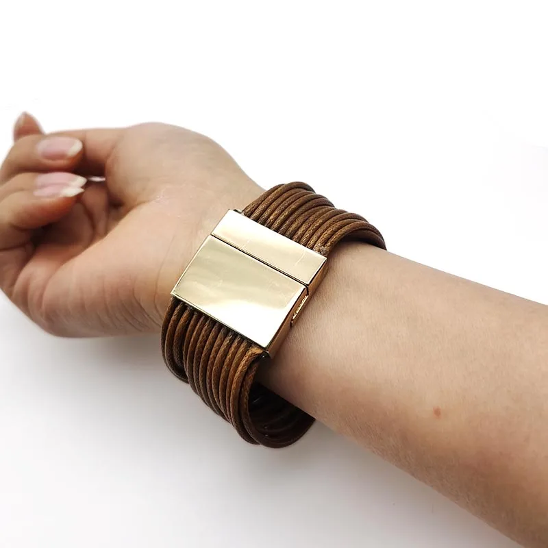 Многослойные черные кожаные браслеты D & для женщин в стиле панк с подвесками виде