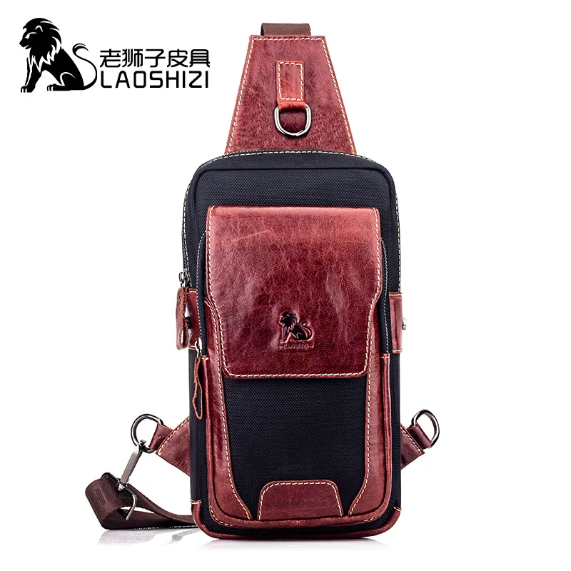 

New 2020 Hot Men's First Layer Cowhide Chest Belt Bag Casual Fashion Men's Bag Waist Bag Vintage Shoulder Bag Men's Chest Bag