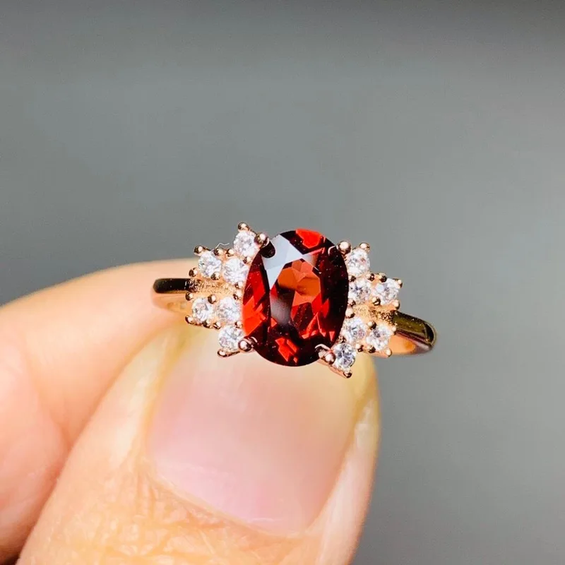 

Classic Red Garnet Gem Man Ring Silver Fine Jewelry Natural Real Gem 925 Sterling Silver Good Gift Mascular Character