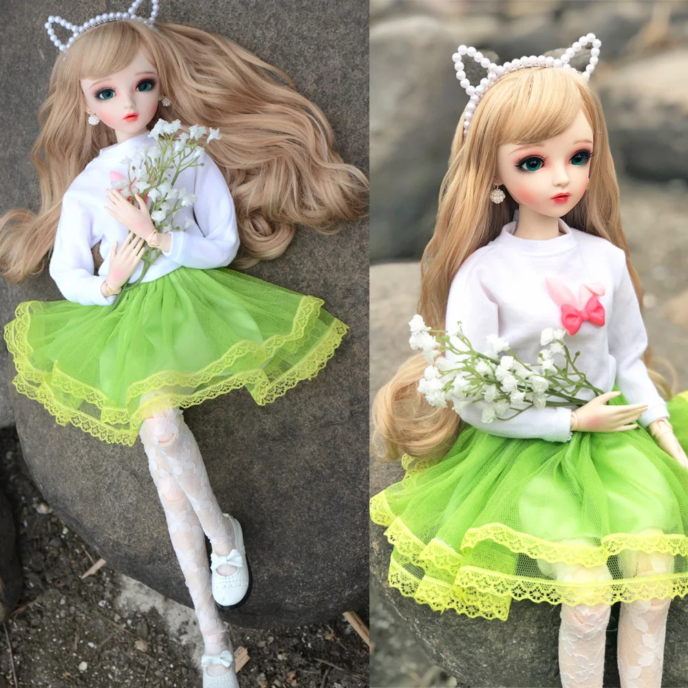 BJD 1/3, детские куклы для девочек, красивые зеленые глаза, ручная работа, красивые игрушки, силиконовая кукла-Реборн, Рождественский подарок с макияжным лицом