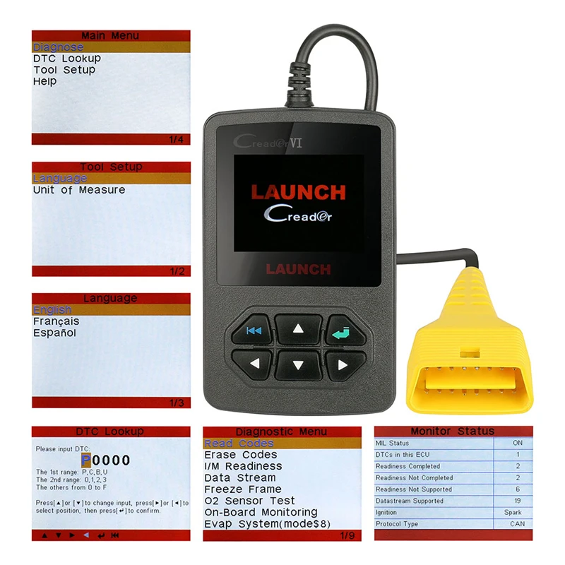Сканер-считыватель кодов Launch Creader VI 6 ELM327 V1.5 OBD II Odb2 Elm 327 для автомобилей |