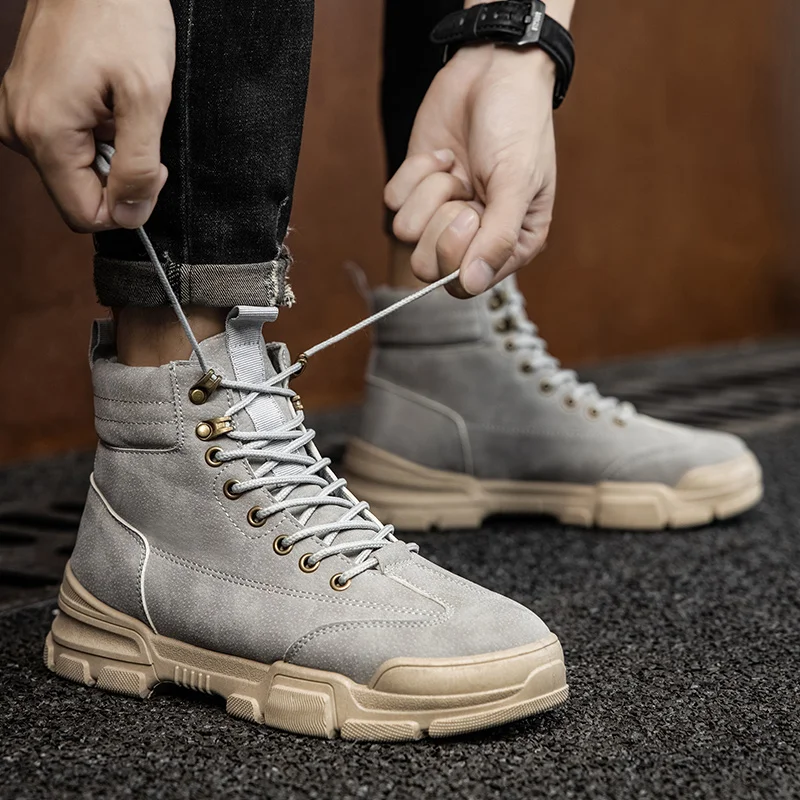 high top Outdoor Waterproof Hiking Boots Men Winter Walking Climbing Hiking Shoes Mountain Sport Boots Hunting Mens Sneakers