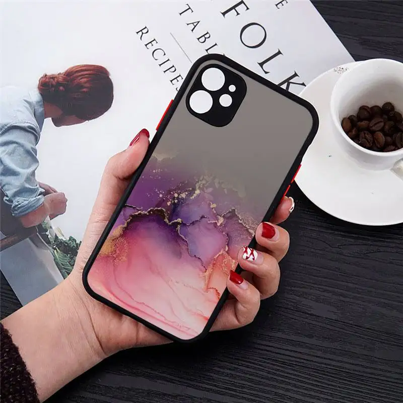 

Marble Gradient luxury art Phone Case Transparent Matte for iPhone 7 8 11 12 s mini pro X XS XR MAX Plus cover funda