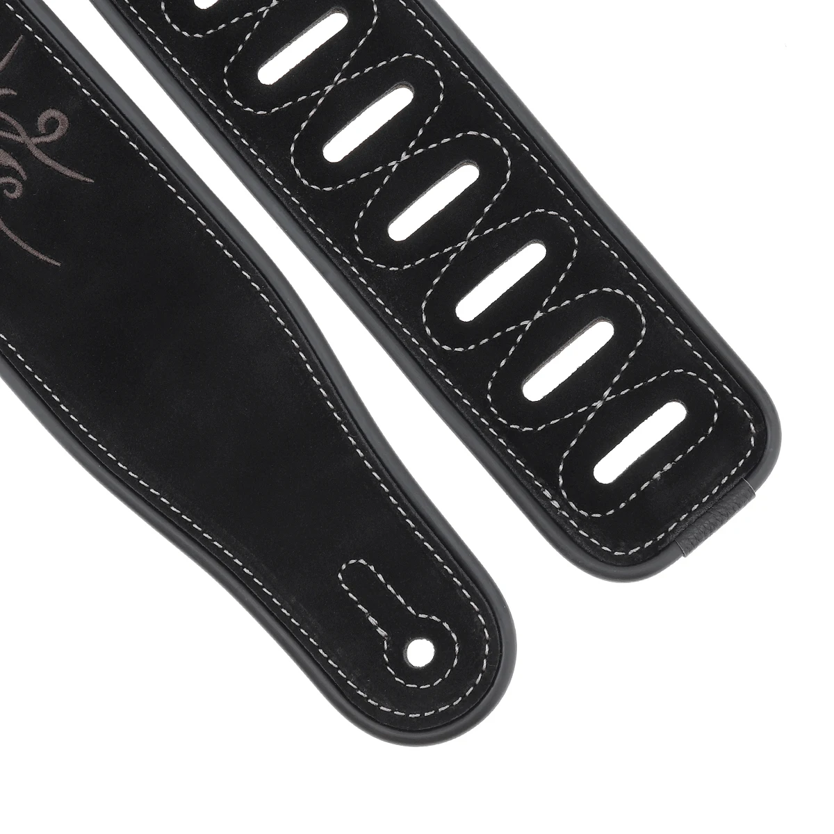 

Genuine Leather Cow Suede Guitar Strap Flower Embroidery 7cm Widen with Antifriction Design for Acoustic Electric Bass Guitar