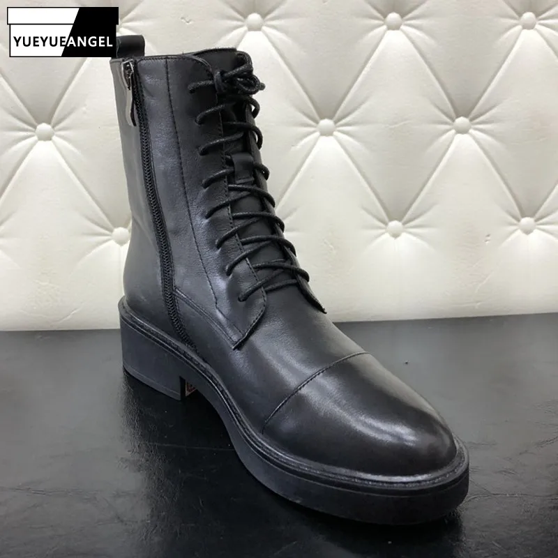 Harga Renda Chunky Sepeda Motor Sepatu Wanita Sisi Ritsleting Platform Punk Semata Kaki Mewah Merek Desainer Musim Gugur Musim Dingin Sepatu Wanita