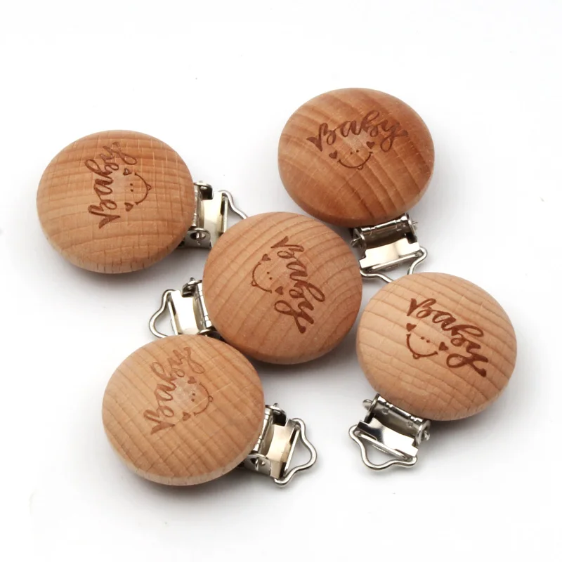 Зажимы для соски деревянные из бука 35 мм 2 шт. | Украшения и аксессуары
