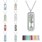 Новинка, многоразовый прямоугольный диффузор для эфирного масла, ожерелье, ювелирные изделия, духи из нержавеющей стали, открытый медальон, подарок