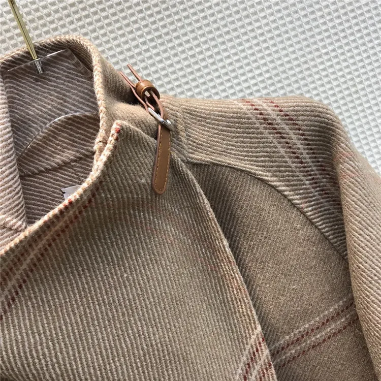 

2021 Early Spring Coat Women Luxury Brand New British Plaid Lapel Loose Cashmere Coats Commute Long Sleeve Single Breasted Coats