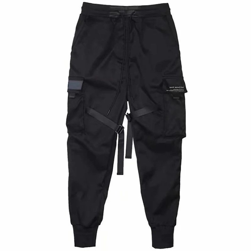 

Ribbons Harem Joggers Men Cargo Pants Streetwear 2021 Hip Hop Casual Pockets Track Pants Male Harajuku Fashion Trousers