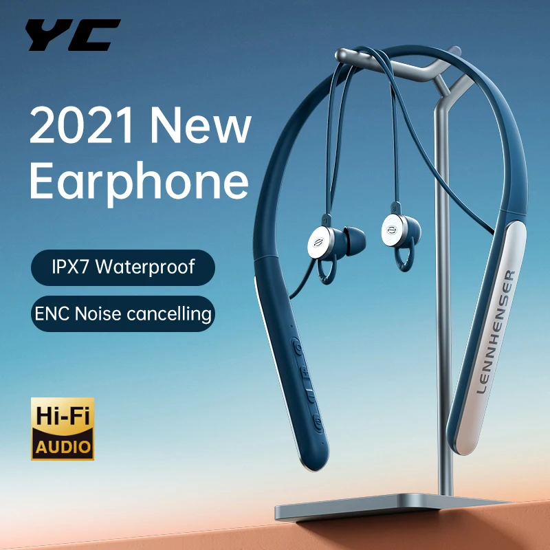 Беспроводные наушники YC Bluetooth магнитные с шейным ободом IPX7 водонепроницаемые