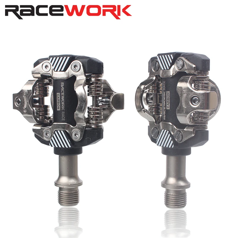 

RACEWORK MTB Pedals Mountain Bike AlL-alloy Cr Mo Steel Self-locking With Clips Doubleside SPD Clipless Pedal Ultralight Bearing