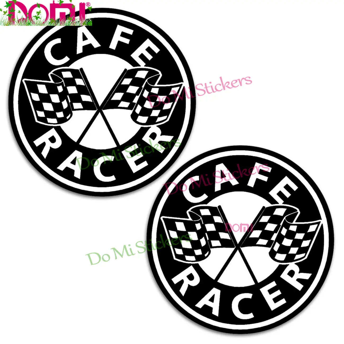 

2 x CAFE RACER AUFKLEBER AUTO MOTO STICKERS ZIELFLAGGE MOTORRAD RENNEN