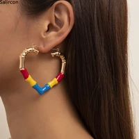 punk gold color iron hoop earrings for women fashion geometric heart colorful earrings 2021 trend engagement banquet jewelry