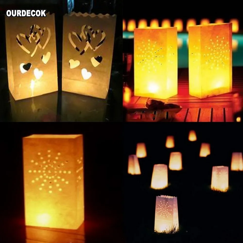20 шт./лот держатель для чайного света с двойным сердцем бумажный фонарь сумка