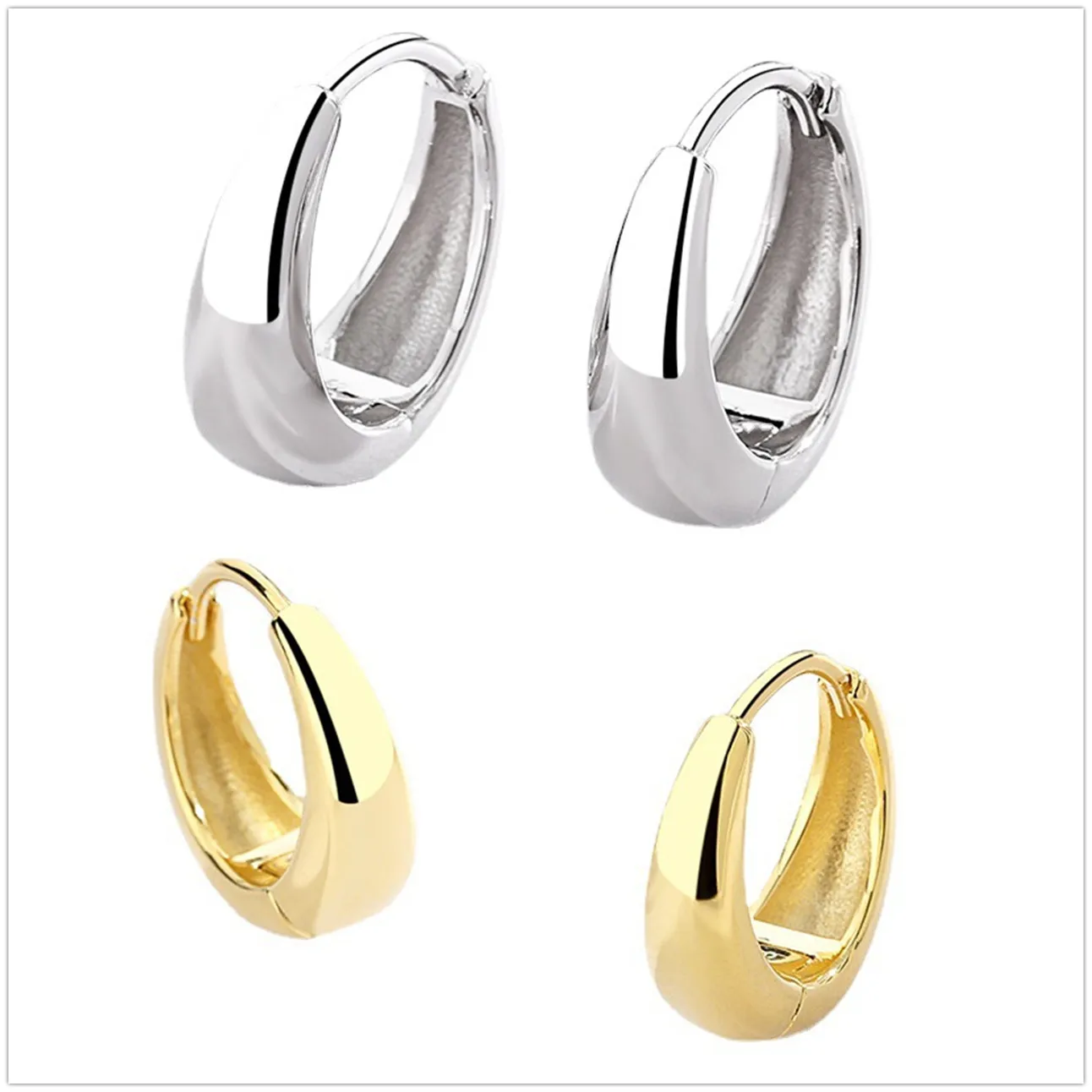 

925 Sterling Silver Earrings Classic Gold Color French High-end Round Female Personality Fashion Jewelry Couple Holiday Gifts