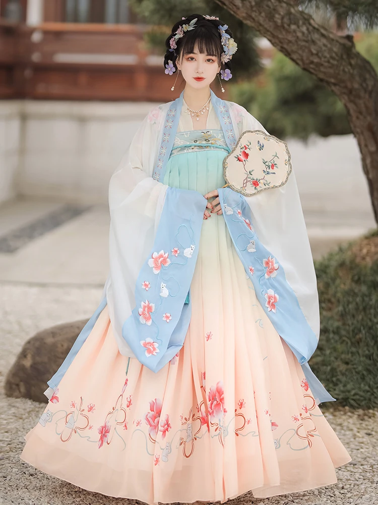 

XinHuaEase Fox Ancient Hanfu Dresses Women's Chinese Traditional Style Summer Authentic Oriental Tang Dynasty Fairy Chest Outfit