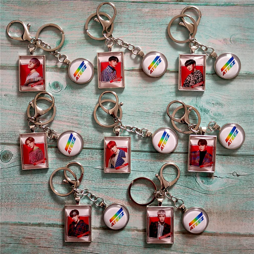 

Модный брелок Ateez, новый альбом, металлический брелок, кольцо, высокое качество, фотопечать, Kpop ATEEZ, подвеска для подростка Z, Новые поступлени...