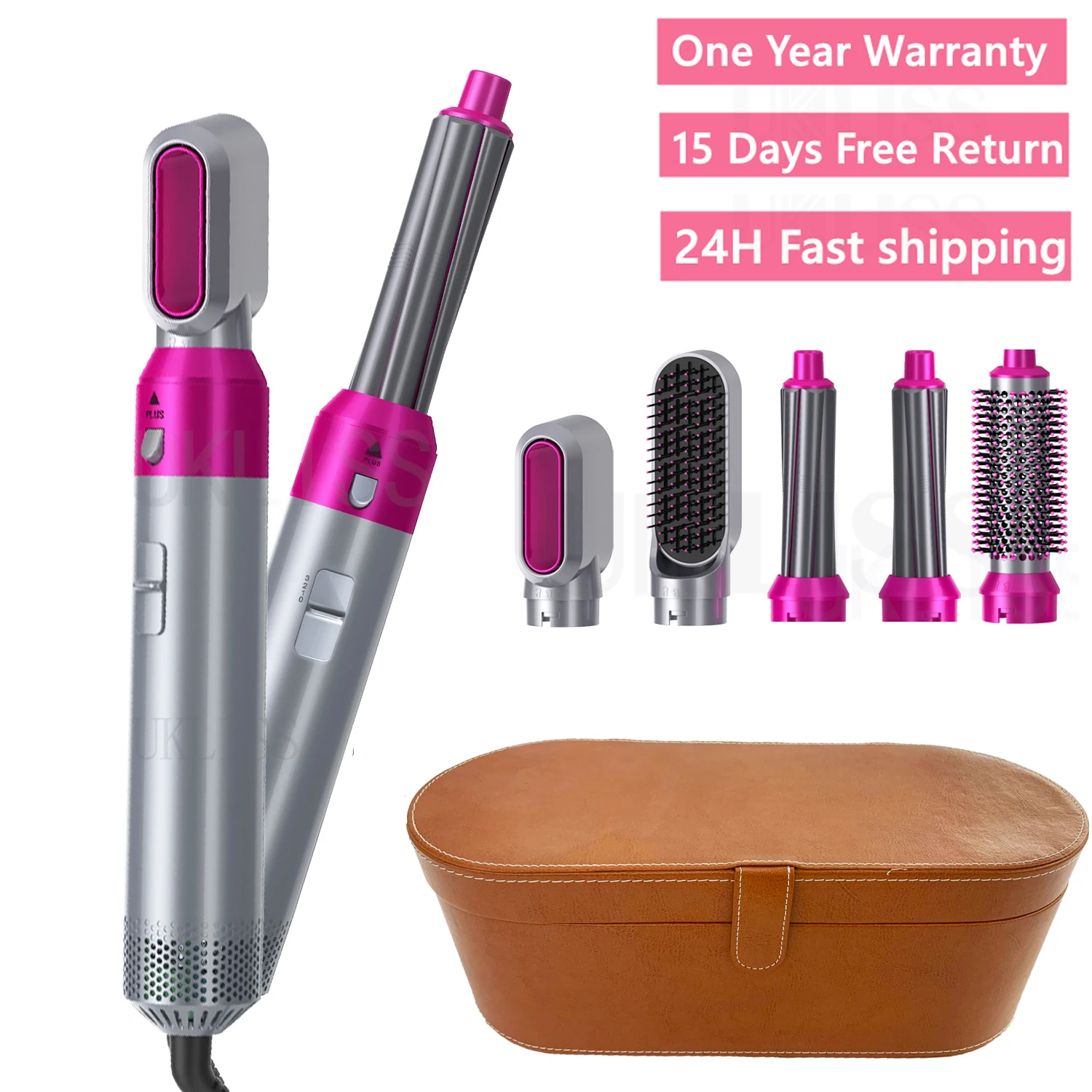 

1000W Hair Dryer Brush Curling Iron Straightener Negative Ionic Electric Dryer & Volumizer Air Styler 5 in 1 Hot Air Brush
