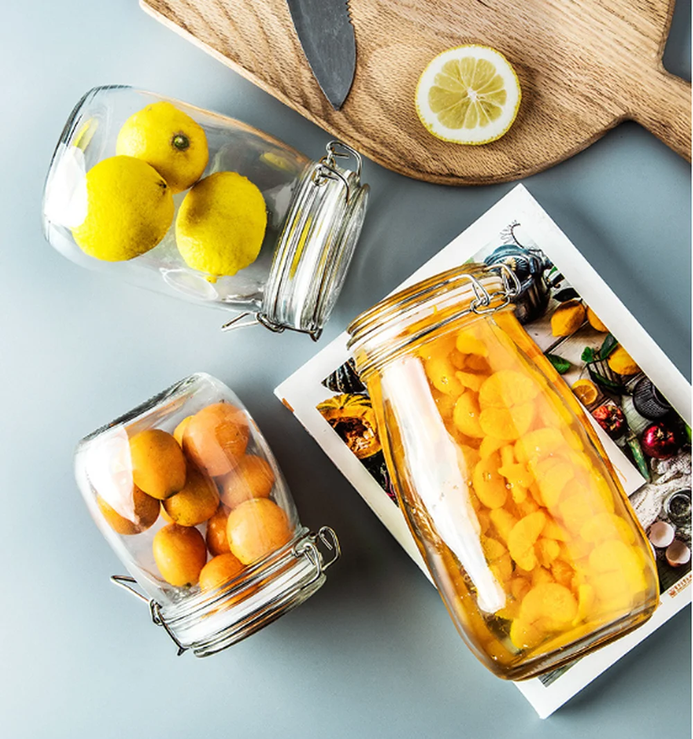 Glass Sealed Jar Food Jam Honey Bottle Pickle Miscellaneous Grains Storage Tank Tea For Kitchen | Дом и сад