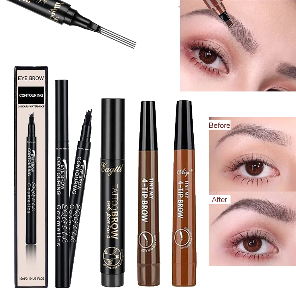 

Waterproof 4 Fork 3D Eyebrow Pencil Natural Long Lasting Liquid Brown Nib Eyebrow Pencil Eyebrow Makeup Cosmetics