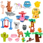 Детский конструктор Зоопарк, животные, ферма, сова, коала, карета, шкаф, мебель, качели, аксессуары, новый размер, игрушки для творчества для детей