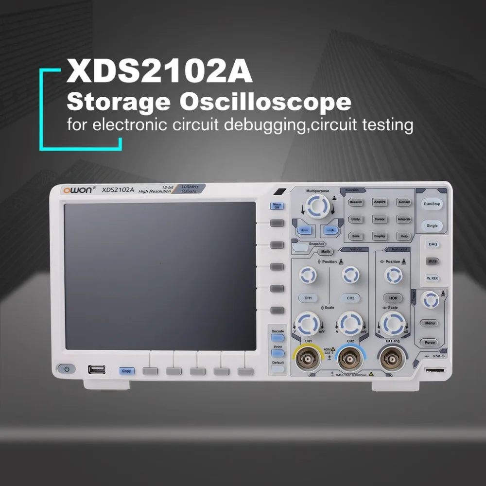 

Owon XDS2102A Digital Oscilloscope 2CH 12 Bits Vertical Resolution 100MHz 1GS/s 8 Inch LCD Display High Resolution 800x600 New