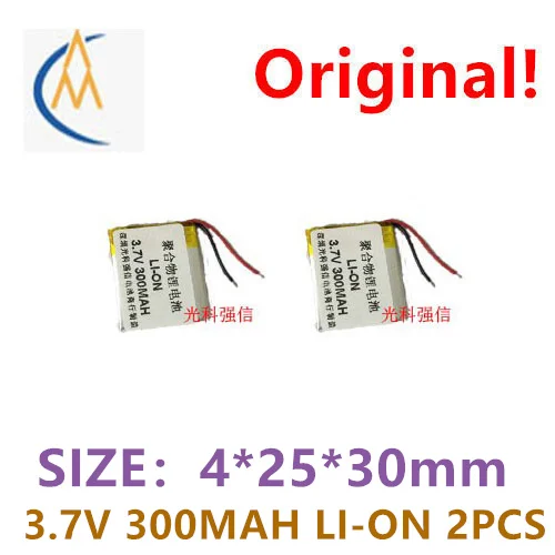 

2PCS New full capacity 3.7V polymer lithium battery 402530 300mAh MP3 Bluetooth headset / device / mini led toy model Walkman