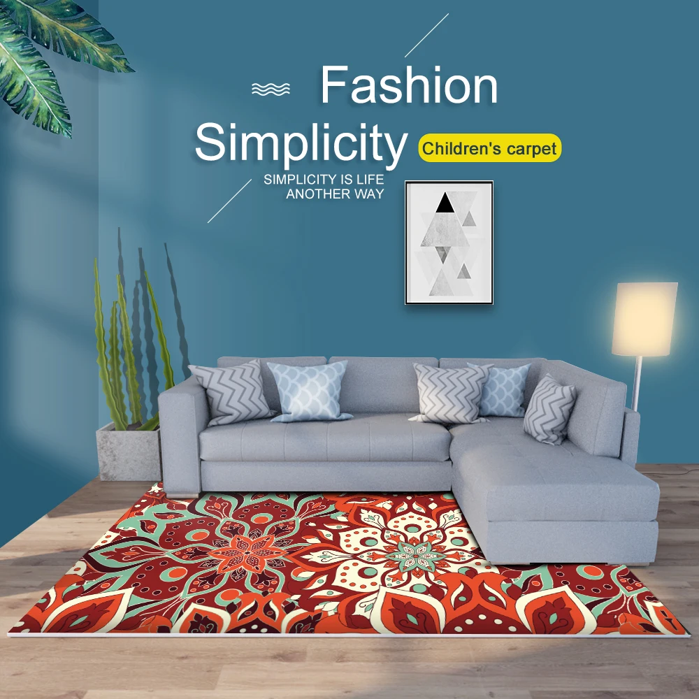 Горячая Распродажа Мандала красный ковер с цветочным узором на нескользящей