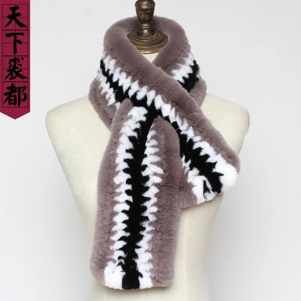 Зимние женские мягкие шарфы из натурального меха кролика Рекс 100% брендовые