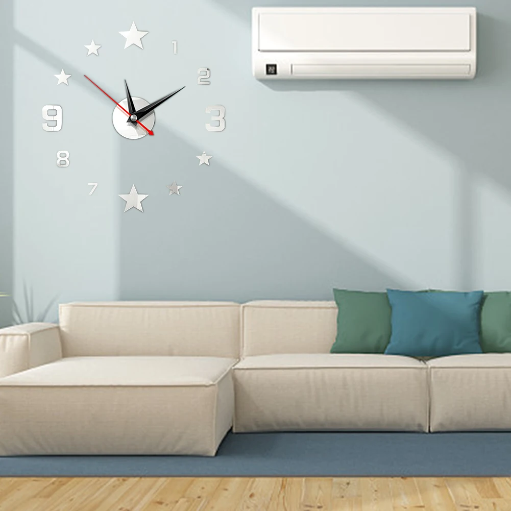DIY Звездные цифровые настенные часы 3D стикер современный дизайн большие