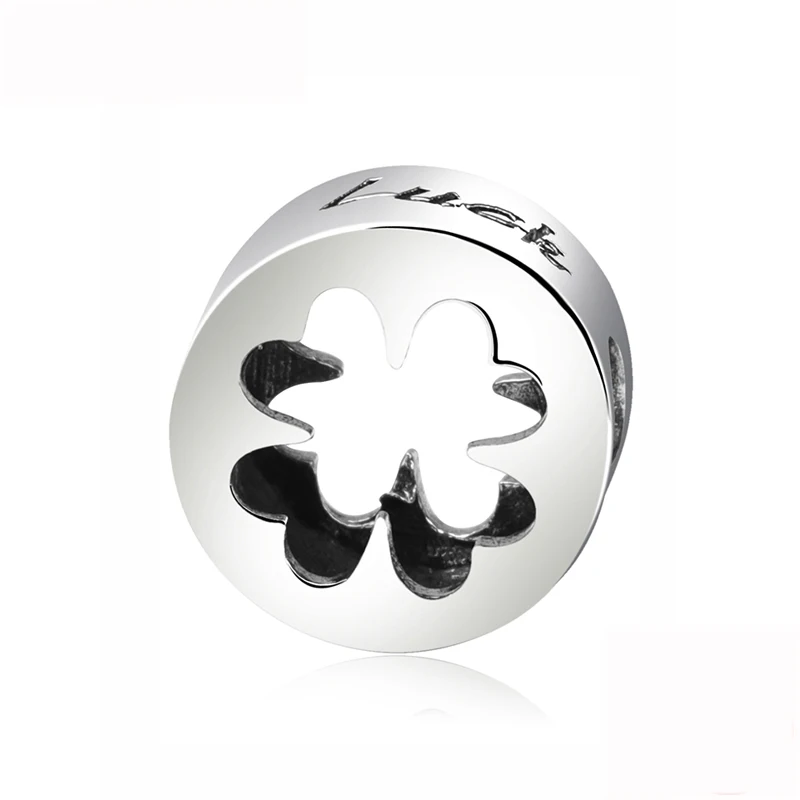 Lucky flower Аутентичный 925 пробы Серебряный Бисер Очарование Семья любовь моя мама кристалл талисманы подходят Pandora Браслеты для женщин DIY ювелирные изделия - Цвет: Lucky flower