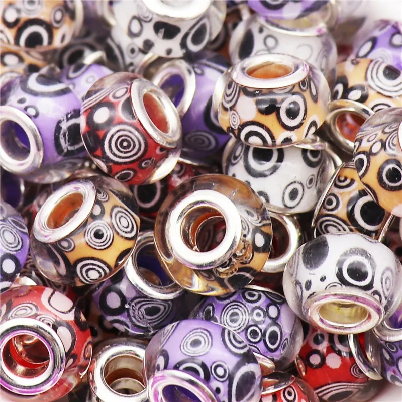 50 шт. в партии Разноцветные Бусины из муранской смолы с большим отверстием