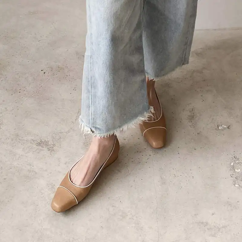 

Krazing Pot new fashion cow leather round toe med heel shallow summer shoes patchwork dress slip on brand casual women pumps L24