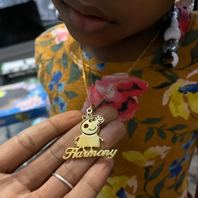 

Custom Any Cartoon Character Name Necklaces Nameplate Gift Kid Jewelry Stainless Steel Label Logo Letter Necklace Best Friend