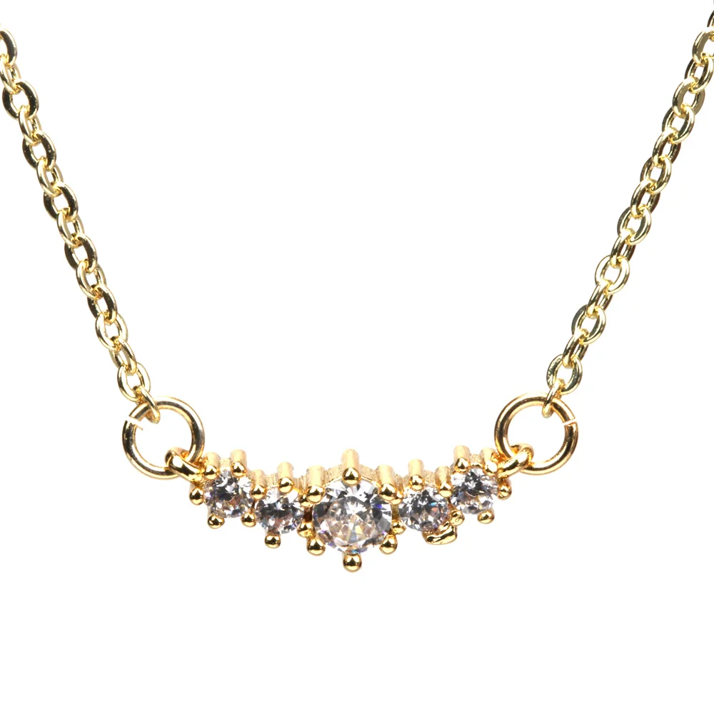 

New Fashion Geometric Cubic Zirconia Pendant Necklace Women High-quality Copper Gold Plated Chain Necklace Jewelry Accessories
