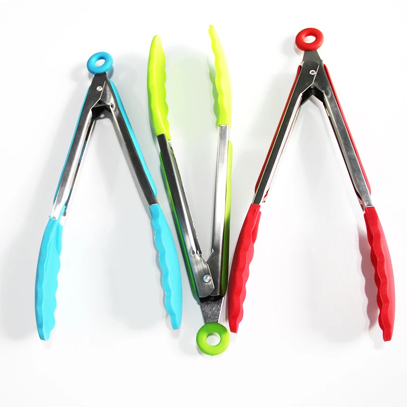 Силиконовые Кухня Кулинария Еда Зажим Щипцы для гриля Нержавеющая сталь ручка