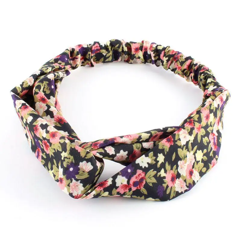 Повязка для волос женская винтажная эластичная лента с богемным принтом