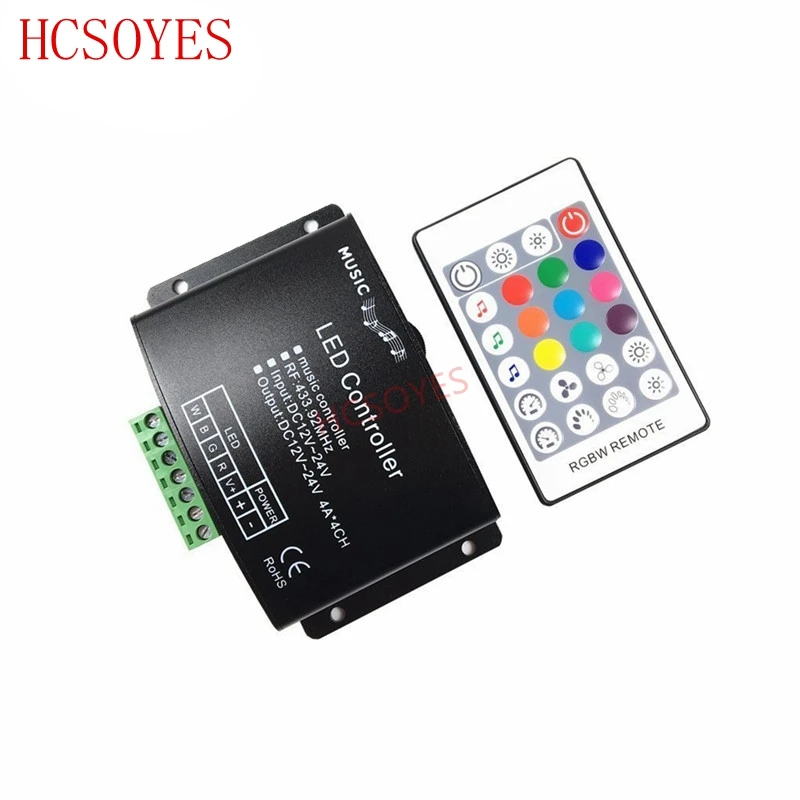 DC12V-24V, 24 клавиши, RGB/RGBW, музыкальный светодиодный пульт дистанционного управления, RF, датчик звука, голосовое аудио управление, для 5050, 3528, RGB, Светодиодная лента, светильник
