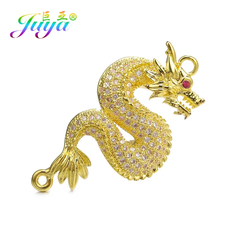Gold Juya DIY Ювелирные компоненты поставки кубического циркония Дракон Цветок Хамса Разъем аксессуары для женщин серьги браслет Изготовление - Цвет: Gold