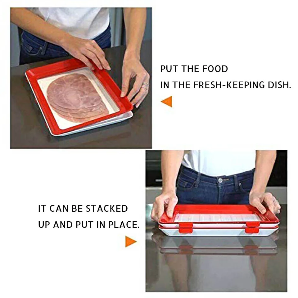 TEENRA Creative Food Preservation Tray Stackable Food Fresh Tray Magic Elastic Fresh Tray Reusable Food Storage Container