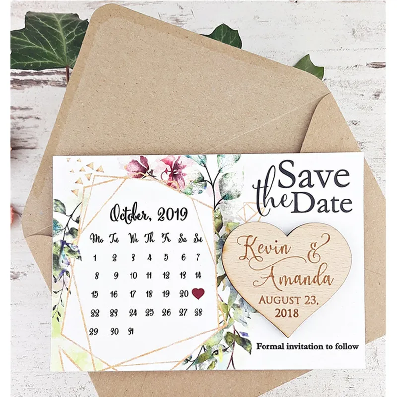 Календарь для свадьбы магниты сохранения даты деревянный магнит в форме сердца