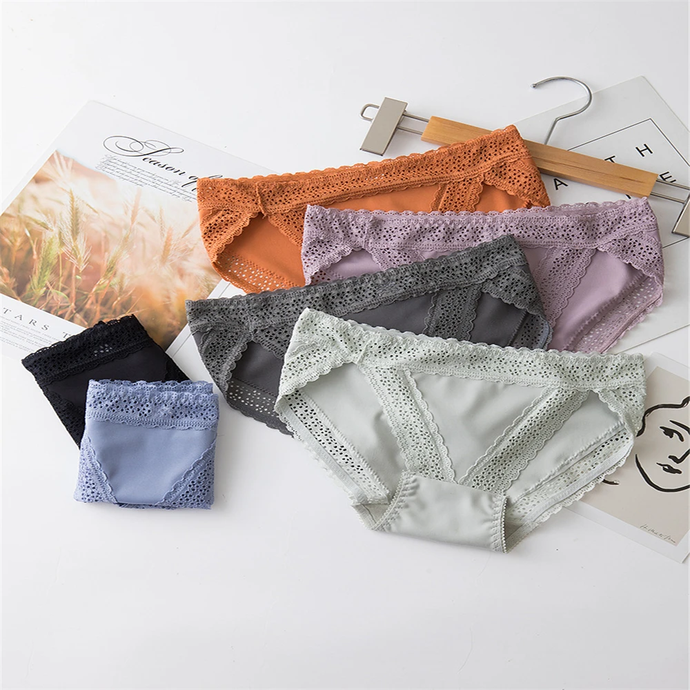 

Traceless underwear cotton crotch breathable young girls in Europe&the United States light luxury waist briefs Ice Silk T1850