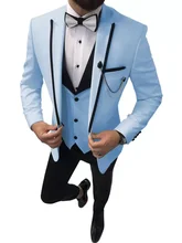 Ternos & blazers masculinos 2021 mais recentes casaco pant projetos formal homem casamento céu azul pico lapela noivo smoking homem terno de festa 3 peça (1)