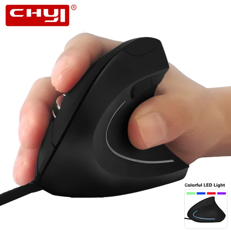 

CHYI Ergonomic Vertical Wired Mouse Optical USB Gaming Mice 6 Buttons 3200DPI Colorful Light Computer Mouse Gamer For PC Laptop
