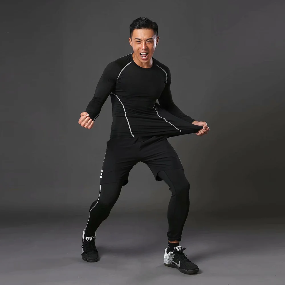 3 шт. Спортивная одежда для тренажерного зала спортивные костюмы бега мужской