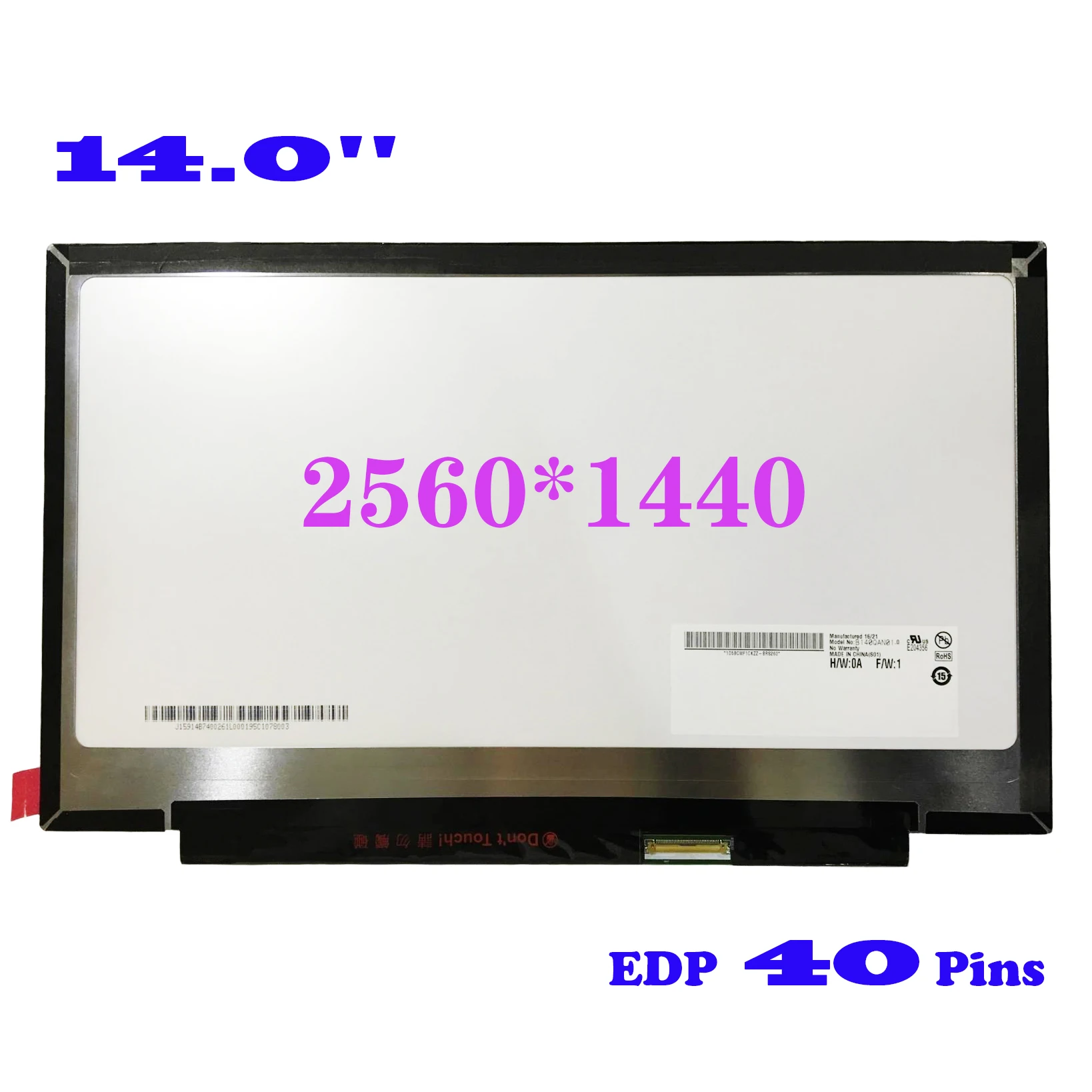 

Панель дисплея B140QAN01.0 B140QAN01.3 для ноутбука HP 840 850 IPS 2K, ЖК-экран QHD 2560*1440 без касания, 40 контактов